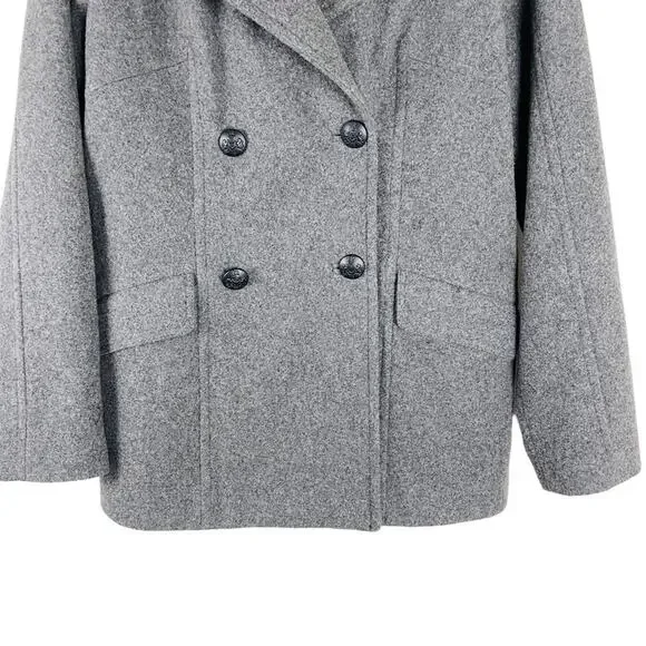 Banana Republic grey wool button preppy classic pea coat jacket medium - Picture 3 of 7